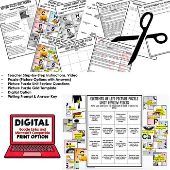 Elements of Life Activity Picture Puzzle Life Science Activity Vocabulary Review - preview 3