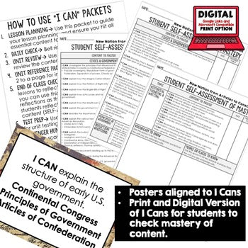 Building a New Nation I Cans & Posters, Self-Assessment of Mastery, CIVICS - preview 2