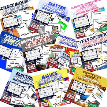 Sound, Light, Heat Waves Game Cards, Physical Science Vocabulary Activity - preview 4