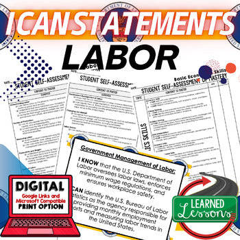 Labor and Workforce I Can Statements & Posters Self-Assessment Economics - preview 1
