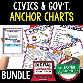 Civics Anchor Charts Bundle | Government Posters | Print & Digital Bundle - preview 1