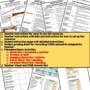 World War I Digital Escape Room, Breakout Room, Activity Pages No Prep - preview 3