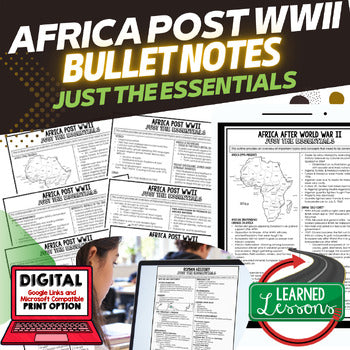 Africa Post WWII Outline Notes, Bullet Notes, Unit Review, Test Prep - preview 1
