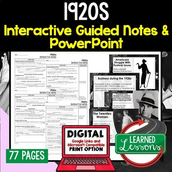 1920s Notes & PowerPoints, US History, Print, Digital, Google - preview 1