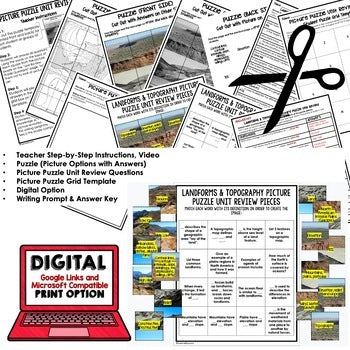Landforms and Topography Activity Picture Puzzle Earth Science Activity - preview 4