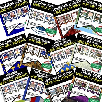 Louisiana Government Word Wall Pennants, Louisiana History Word Wall - preview 3