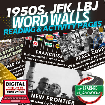 1950s, JFK, LBJ Word Wall Activity Pages U.S. History Word Wall - preview 1