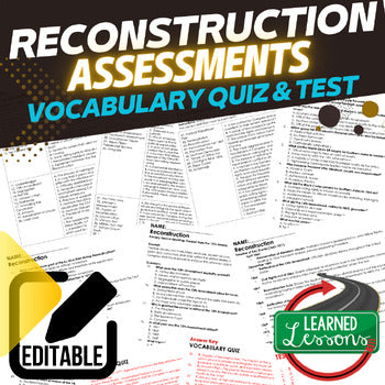Reconstruction Post Civil War Assessments, Tests, U.S. History Quiz - preview 1