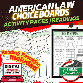 American Law Activities Choice Board, Google Digital Learning & Print - preview 1
