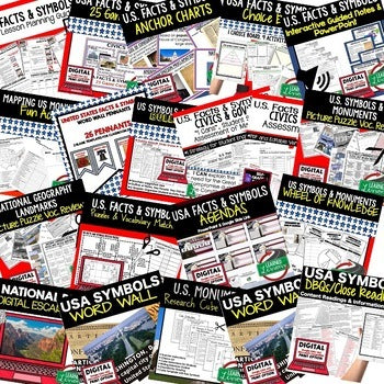 U.S. Symbols & Monuments Bundle | Civics Activities | Print & Google - preview 2