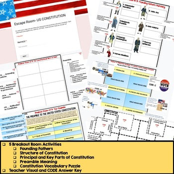 Constitution Escape Room | Digital Breakout | U.S. History Activity - preview 2