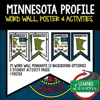 Minnesota History Word Wall State Profile Minnesota Activities US History Poster - preview 1