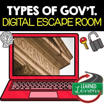 Types of Government Digital Escape Room, Breakout Room, Activity Pages No Prep - preview 1
