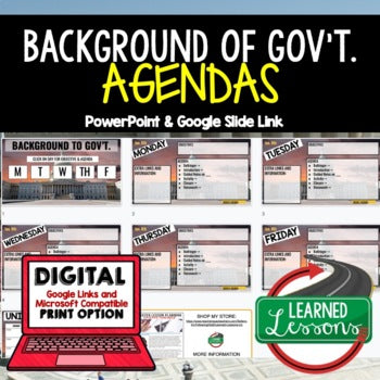 Government Agenda Slides | Civics Bell Ringer | PowerPoint & Google Slides - preview 1