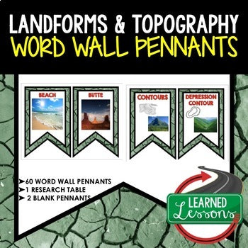 Landforms Word Wall Waterways Word Wall Pennants  Earth Science Word Wall - preview 1