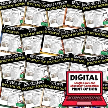 World History Foldable Activities Bundle | Interactive Notebook | Print & Digita - preview 3