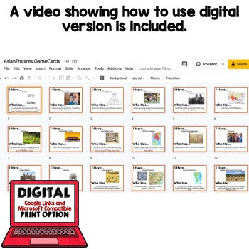 Asian Empires Game Cards, Print & Digital Learning, Google - preview 2