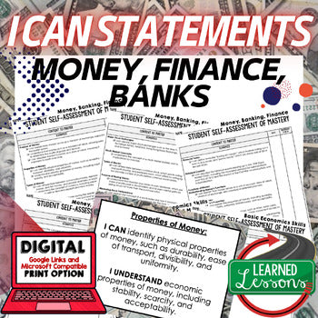 Money Banking & Finance I Can Statements | Personal Finance Posters - preview 1