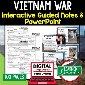 Vietnam War Guided Notes & PowerPoints, US History, Print, Digital - preview 1