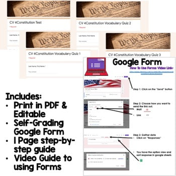 Constitution Quiz, Constitution Test, Civics Assessment with Google Forms - preview 2