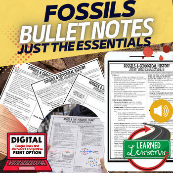 Fossils Outline Notes, Fossils Bullet Notes, NGSS, Google App - preview 1