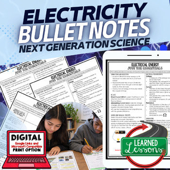 Electricity Outline Notes, Electricity Bullet Notes, Physical Science Notes - preview 1