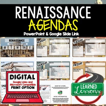 Renaissance Agenda PowerPoint & Google Slides, World History Agenda - preview 1