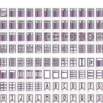 SECONDARY CLASSROOM DECOR, BINDER LABELS, Patriotic Stripes - preview 2