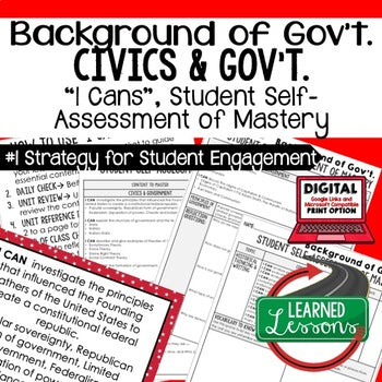 Government I Can Statements | Civics Learning Targets | Mastery Posters - preview 1