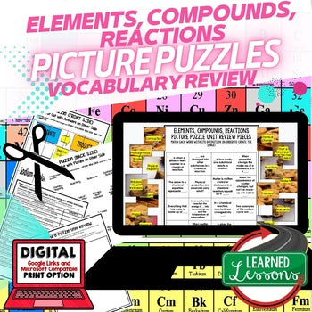 Elements, Compounds, Reactions Activity Picture Puzzle Physical Science Activity - preview 1