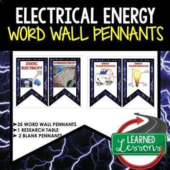 Electrical Energy Word Wall Pennants (Physical Science Word Wall) - preview 1