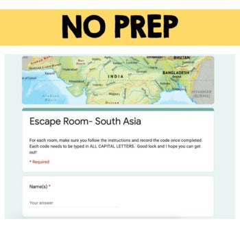 South Asia Geography Escape Room Digital Breakout World Geography Activity - preview 4