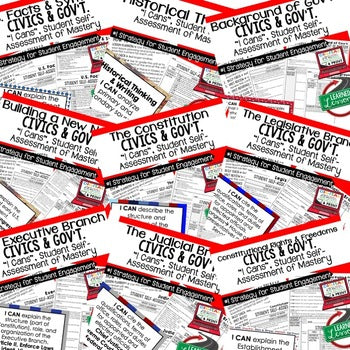 Civics I Can Statements Bundle | Self-Assessment & Learning Targets - preview 2
