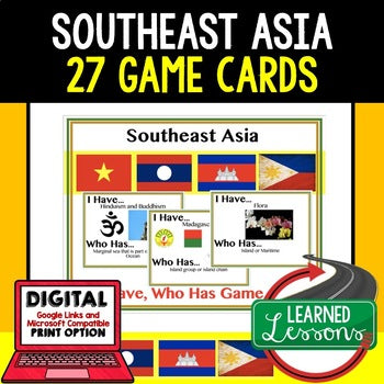 Southeast Asia  Game Cards, Geography  Print & Digital Distance Learning - preview 1