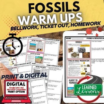 Fossils Warm Ups & Bell Ringers, NGSS Science Warm Ups - preview 1