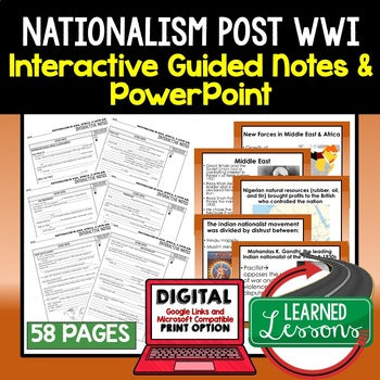 Nationalism Post WWI Guided Notes PowerPoints, Digital Learning, Google & Print - preview 1