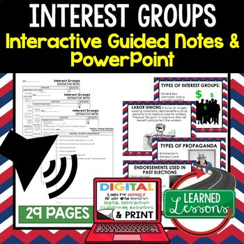 Interest Groups Guided Notes & PowerPoint, Google, Flipped Classroom - preview 1