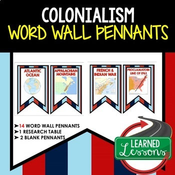 Colonialism Word Wall Pennants, US History Word Wall - preview 1