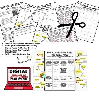 Story Elements Activity Picture Puzzle English Activity Vocabulary Review - preview 3