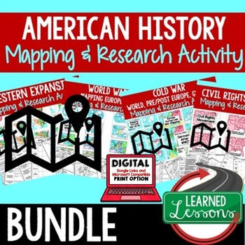 American History Mapping Activities Bundle | U.S. History Map Skills & Research - preview 1