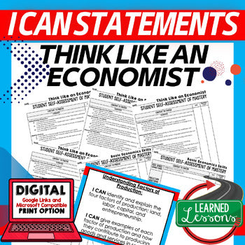 Think Like an Economist Bundle | I Can Statements & Self-Assessment Posters - preview 1