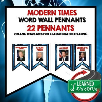 Modern Times Pennant Word Wall US History Word Wall - preview 1