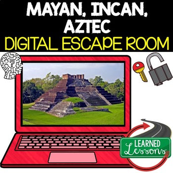 Maya, Inca, Aztec Digital Escape Room, Breakout Room Test Prep Learning - preview 1