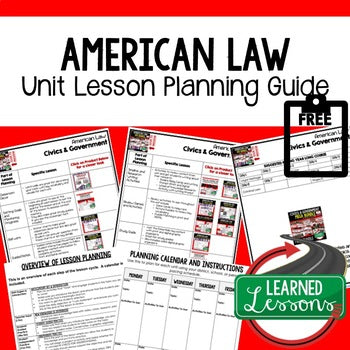 American Law Lesson Plan Guide Civics Government Back To School - preview 1
