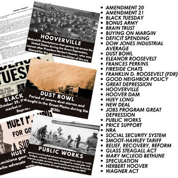 Great Depression New Deal Word Wall Activity Pages U.S. History Word Wall - preview 2