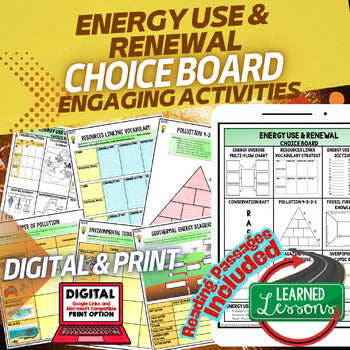 Energy Use & Renewal Activities, Choice Board, Physical Science Activity - preview 1