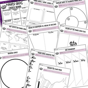 Mardi Gras Activities, Choice Board, Google Link, Digital Graphic Organizers - preview 2