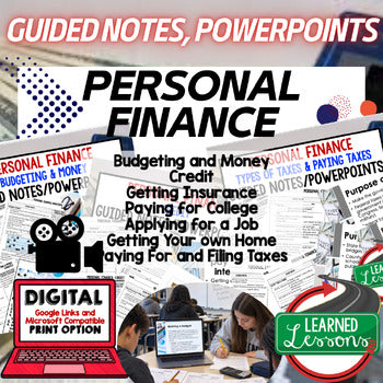 Personal Finance Guided Notes & PowerPoint | Financial Literacy Print & Digital - preview 1