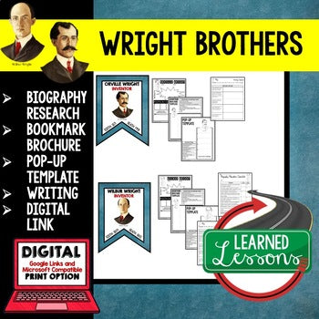 The Wright Brothers Biography Research, Bookmark Brochure, Google - preview 1