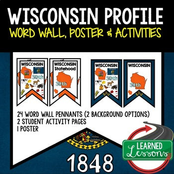 Wisconsin History Word Wall State Profile Wisconsin Activities Wisconsin Posters - preview 1